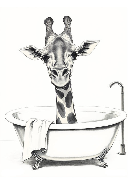 Giraffe In A Bath